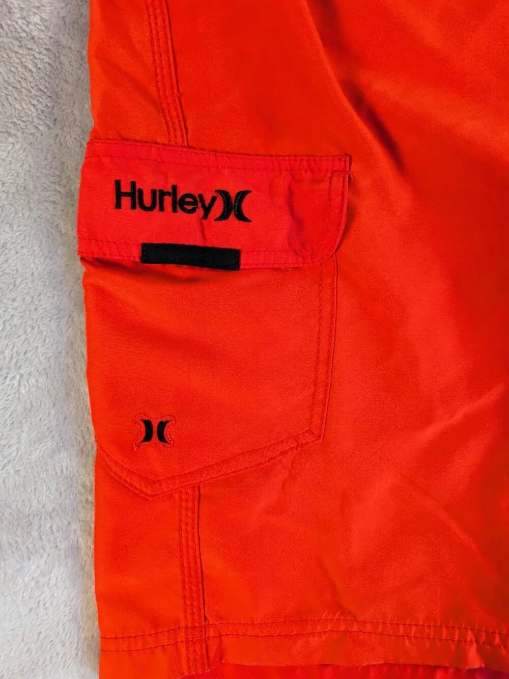 Hurley Men's Red Size 32 Board Shorts Unlined With Pocket Triple Stitched